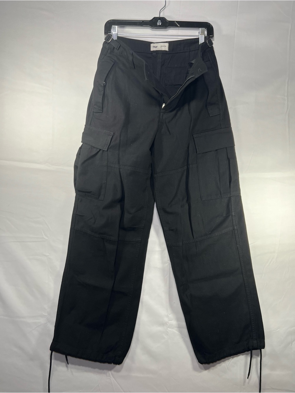 TNA Aritzia Surplus Cargo Pants Black Wide Leg Utility Size 4